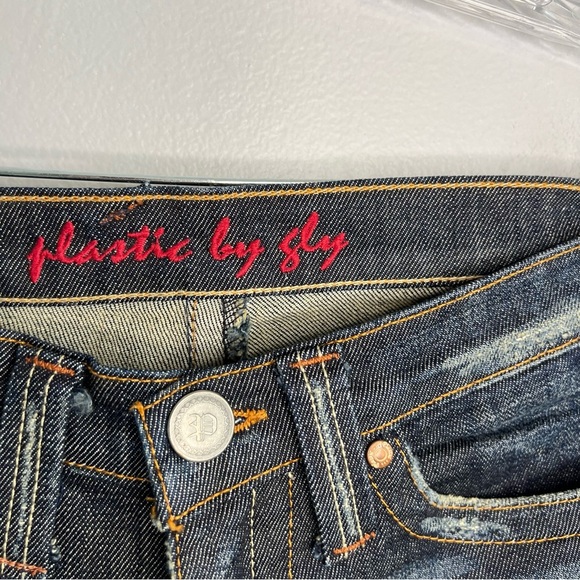 Plastic by Gly Bootcut Y2K Distressed Jeans Western Sz 27 Low Rise Snap Pocket - Picture 11 of 16